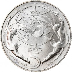 SAN MARINO 5 EUROS 2007 ANGELES IGUALDAD DE OPORTUNIDADES KM.473 MONEDA DE PLATA SC procede de Cartera Oficial