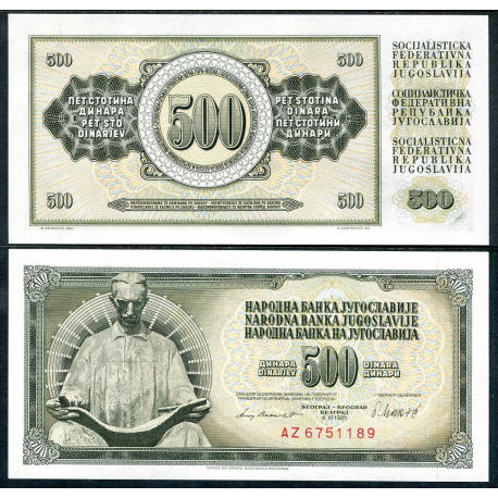 . YUGOSLAVIA 500 DINARA 1981 Pick 91 SC BILLETE DINAR