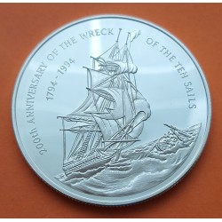 CAYMAN 2 DOLARES 1994 GALEÓN THE WRECK e ISABEL II KM.114 MONEDA DE PLATA PROOF Cayman Islands 2 Dollars silver