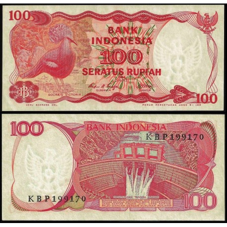 INDONESIA 100 RUPIAS 1984 UROGALLO y PRESA HIDROELÉCTRICA Pick 122 SC BILLETE 100 Rupiah UNC BANKNOTE