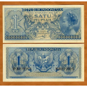 INDONESIA 1 RUPIA 1954 NIÑA y ANAGRAMAS Pick 74 BILLETE SC 1 Rupiah UNC BANKNOTE