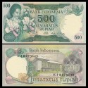 INDONESIA 500 RUPIAS 1977 MUJER ENTRE FLORES DE ORQUIDEAS Pick 117 BILLETE SC 500 Rupiah UNC BANKNOTE