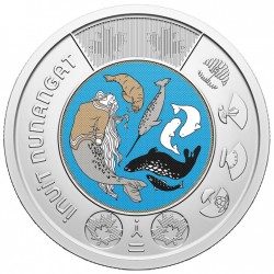 . 1 aaaaaacoin @SI COLORES@ CANADA 2 DOLARES 2024 SIRENA y ANIMALES INUIT NUNANGAT Rey CARLOS III MONEDA BIMETÁLICA SC $2