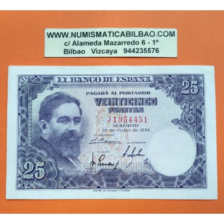 25 PESETAS 1954 JULIO 22 ISAAC ALBENIZ Serie L SC ESPAÑA