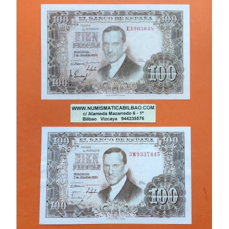 . ESPAÑA 100 PESETAS 1953 ABRIL 7 JULIO ROMERO DE TORRES SC Seri