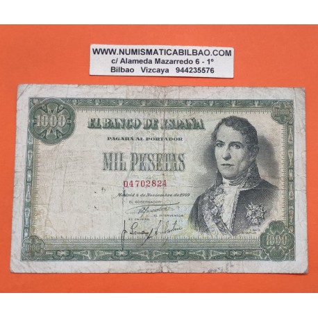 @ESCASO@ ESPAÑA 1000 PESETAS 1949 MARQUES DE SANTILLAN y CUADRO DE GOYA Sin Serie 04702824 Pick 138 BILLETE MUY CIRCULADO