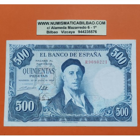 ESPAÑA 500 PESETAS 1954 PINTOR IGNACIO ZULOAGA Serie R 9080221 Pick 154 BILLETE CIRCULADO Spain banknote PVP NUEVO 95€