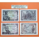 2 billetes EBC x ESPAÑA 1 PESETA 1943 REY FERNANDO EL CATÓLICO Pick 126 + 1 PESETA 1945 ISABEL LA CATOLICA Pick 128 (Ref.4)