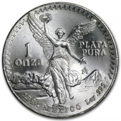 MEXICO 1 ONZA 1984 ANGEL LIBERTAD MONEDA DE PLATA PURA SC Mejico silver coin OZ OUNCE CÁPSULA