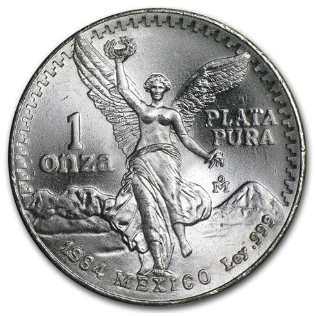 MEXICO 1 ONZA 1984 ANGEL LIBERTAD MONEDA DE PLATA PURA SC Mejico silver coin OZ OUNCE CÁPSULA