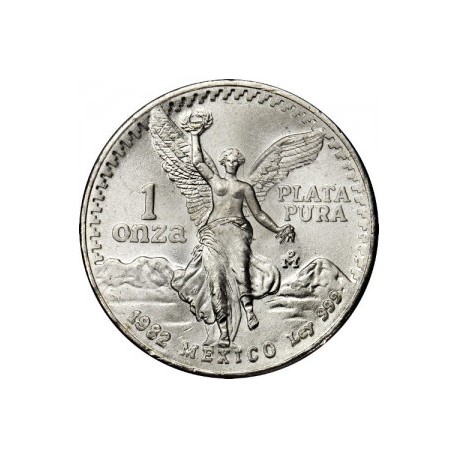 MEXICO 1 ONZA 1982 ANGEL PLATA PURA SC ONZA SILVER UNC