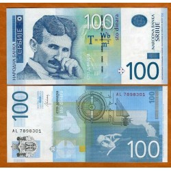 @NIKOLA TESLA@ SERBIA 100 DINARA 2013 FAMOSO INVENTOR Pick 57B BILLETE SC 100 Dinares UNC BANKNOTE EX-YUGOSLAVIA