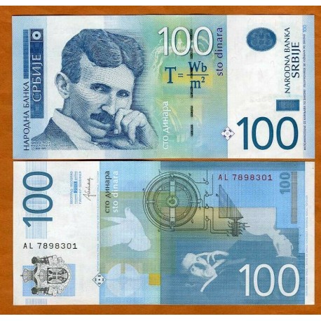 @NIKOLA TESLA@ SERBIA 100 DINARA 2013 FAMOSO INVENTOR Pick 57B BILLETE SC 100 Dinares UNC BANKNOTE EX-YUGOSLAVIA