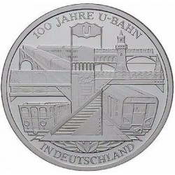 ALEMANIA 10 EUROS 2002 Ceca D MONEDA DE PLATA SC SILVER EURO COIN 100 AÑOS DEL TRANVIA