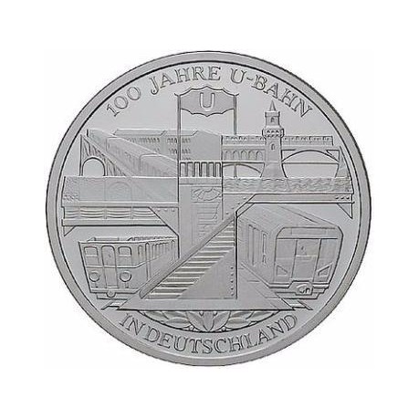 ALEMANIA 10 EUROS 2002 Ceca D MONEDA DE PLATA SC SILVER EURO COIN 100 AÑOS DEL TRANVIA