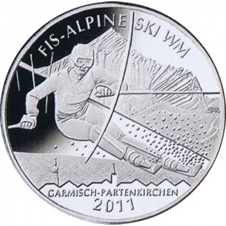 ALEMANIA 10 EUROS 2010 Ceca NO CAMPEONATO MUNDIAL DE SKI ALPINO MONEDA DE PLATA SC Germany BRD