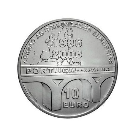 PORTUGAL 10 EUROS 2006 ADHESION CON ESPAÑA A LAS COMUNIDADES EUROPES MONEDA DE PLATA SC- silver coin