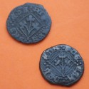 . 1 Moneda x PRINCIPADO DE CATALUÑA España 1 PUGESA 1479 a 1516 Rey FERNANDO II DE ARAGÓN en LLEIDA COBRE 17 mm aprox.