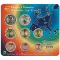 1ª AÑO DE EMISION x ESPAÑA CARTERA FNMT EURO 1999 BU SET KMS SC 1+2+5+10+20+50 Centimos 1 EURO + 2 EUROS 1999