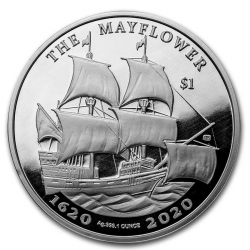 . 1 aaacoin @RARA@ BRITISH VIRGIN ISLANDS 1 DOLAR 2020 BARCO PIRATA THE MAYFLOWER MONEDA DE PLATA OZ ONZA