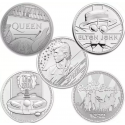 . 5 monedas x INGLATERRA 2 LIBRAS 2020/2021/2022 QUEEN + ELTON JOHN + DAVID BOWIE + THE WHO + ROLLING STONES Oz PLATA 1 ONZA