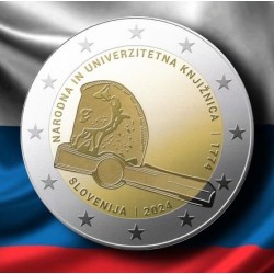 . 1 aaacoin @ENVÍO HOY@ ESLOVENIA 2 EUROS 2024 BIBLIOTECA NACIONAL MONEDA CONMEMORATIVA SC Slovenia euro