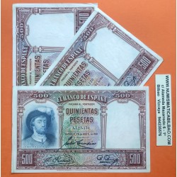 . 1 billete x ESPAÑA 500 PESETAS 1931 JUAN SEBASTIAN ELCANO Sin Serie BILLETE MBC + IMPERFECCIONES 2ª República Española