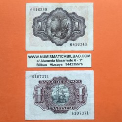 . 2 billetes SIN SERIE MBC x España 1 PESETA 1951 DON QUIJOTE SIN SERIE 6416348 + 1 PESETA 1953 MARQUES DE SANTA CRUZ 4107371