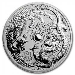 @RARA@ AUSTRALIA 1 DOLAR 2017 DRAGON y AVE FENIX MONEDA DE PLATA SC 1 ONZA 2017 OZ OUNCE Phoenix & Dragon CAPSULA