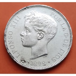 @PRECIOSA - MANCHITAS@ ESPAÑA 5 PESETAS 1898 * 18 98 SGV REY ALFONSO XIII KM.707 MONEDA DE PLATA (DURO) Spain silver R/5