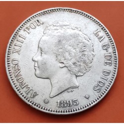 @RARA@ ESPAÑA 5 PESETAS 1893 * 18 93 PGV REY ALFONSO XIII KM.700 MONEDA DE PLATA (DURO) Spain silver R/4