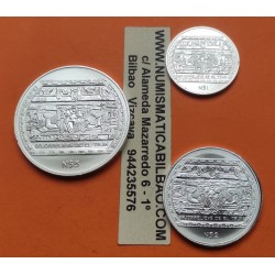 . 3 monedas x MEXICO 1 PESO + 2 PESOS + 5 PESOS 1993 SERIE BAJORRELIEVE EL TAJIN Serie AZTECA PLATA SC 1/4+1/2+1 ONZA OUNCE OZ