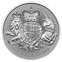 . 1º AÑO DE EMISIÓN x INGLATERRA 2 LIBRAS 2019 ESCUDO LEON y UNICORNIO MONEDA DE PLATA 2 Pounds silver ROYAL ARMS Onza Oz