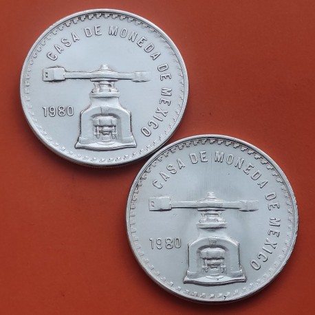 ..MEXICO 1 ONZA 1980 BALANZA PLATA SILVER PESO KM.M.49