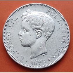 ALFONSO XIII 5 PESETAS 1896 * 18/96 SGV PLATA EBC-- ESPAÑA 1