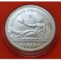 0,40 ONZAS x MEDALLA FNMT HISTORIA DE LA PESETA ESPAÑA 1 PESETA 1869 DAMA GOBIERNO PROVISIONAL PLATA 13,50 gramos 925 milésimas