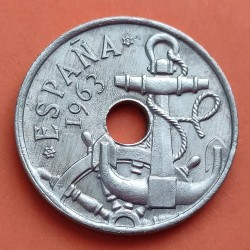 . 1 Moneda SC- x ESPAÑA 50 CENTIMOS 1963 * 19 63 ESTADO ESPAÑOL Tipo FLECHAS MONEDA DE NICKEL @IMPERFECCIONES - RARA@ R/3