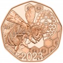 . AUSTRIA 5 EUROS 2023 ABEJA Serie PASCUA MONEDA DE COBRE SC Osterreich coin