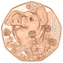 . AUSTRIA 5 EUROS 2023 CERDITO - LA FELICIDAD DE AÑO NUEVO MONEDA DE COBRE SC Osterreich coin