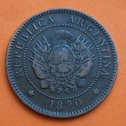 ARGENTINA 1 CENTAVO 1890 DAMA LIBERTAD KM.32 MONEDA DE BRONCE MBC+ Latin Monetary Union