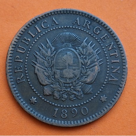 ARGENTINA 1 CENTAVO 1890 DAMA LIBERTAD KM.32 MONEDA DE BRONCE MBC+ Latin Monetary Union