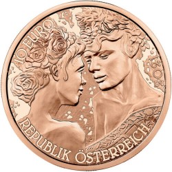 . 1ª moneda x AUSTRIA 10 EUROS 2021 LA ROSA AMOR y DESEO Serie THE LANGUAJE OF FLOWERS COBRE SC The Rose