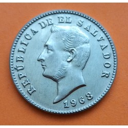 @FABRICADA EN DENVER@ EL SALVADOR 10 CENTAVOS 1968 FRANCISCO MORAZÁN KM.130 MONEDA DE NICKEL SC-