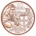 5ª moneda x AUSTRIA 10 EUROS 2021 CABALLERO ORDEN TEUTONICA Serie AVENTURA DE CABALLERIA COBRE SC en BROTHERHOOD