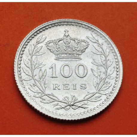 @PRECIOSA@ PORTUGAL 100 REIS 1910 REY EMANUEL II KM.548 MONEDA DE PLATA EBC Reino de Algarve SILVER COIN R/1