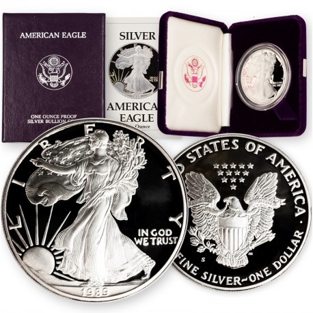 .ESTADOS UNIDOS 1 DOLAR 1989 S EAGLE PLATA Silver Proof Us Mint