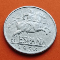 @RARA@ ESPAÑA 5 CENTIMOS 1953 JINETE IBERICO FRANCO KM.765 MONEDA DE ALUMINO MBC++ Spain R/1