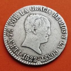 @RARA@ ESPAÑA Rey FERNANDO VII 4 REALES 1822 MSR Ceca de MADRID Tipo CABEZON KM.562 MONEDA DE PLATA Spain coin R/2