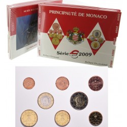 . 1º AÑO DE EMISION del REY ALBERTO x MONACO CARTERA OFICIAL EUROS 2009 SET 1+2+5+10+20+50 Centimos + 1 EURO + 2 EUROS 2009