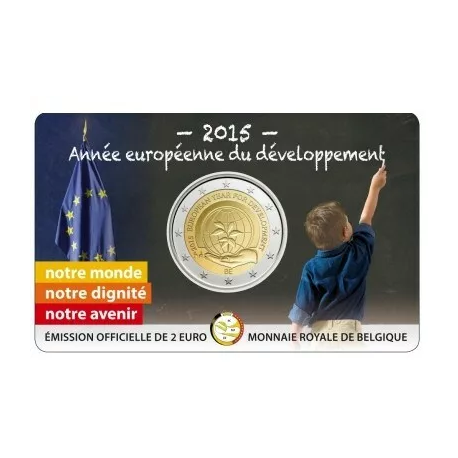 BELGICA 2 EUROS 2015 AÑO EUROPEO DEL DESARROLLO SC MONEDA CONMEMORATIVA @ESCASA@ COINCARD Belgium